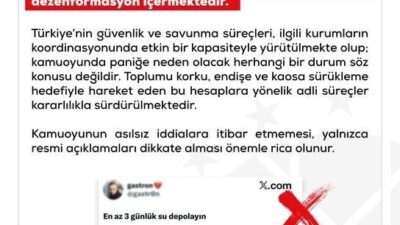 Dezenformasyonla Mücadele Merkezi (DMM), bazı sosyal medya platformlarında yayılan ve