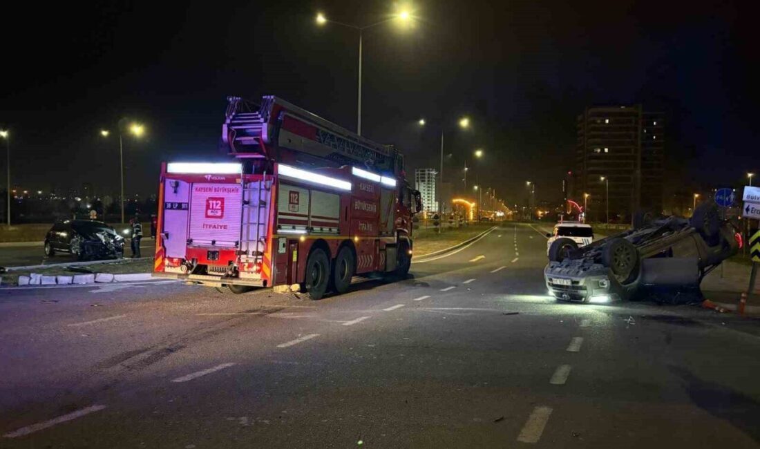 Melikgazi ilçesinde meydana gelen trafik kazasında bir otomobil ile bir
