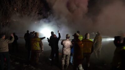 Gümüşhane’nin Kale köyünde yaşanan yangında ölen yaşlı adamın cenazesi çıkarıldıktan
