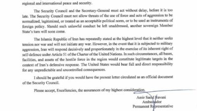 İran, BM Genel Sekreteri Antonio Guterres’e yazdığı mektupla ABD’nin olası
