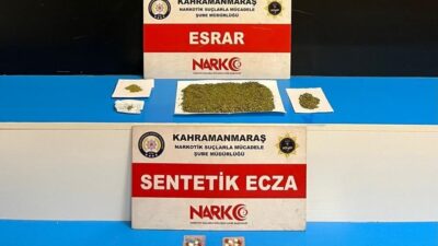Kahramanmaraş’ta düzenlenen operasyonda kaçakçılık ve uyuşturucu suçlarından gözaltına alınan şüpheliler