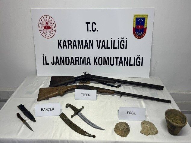 Karaman’da jandarma ekipleri tarafından yapılan operasyonlarda uyuşturucu maddeler ve tarihi