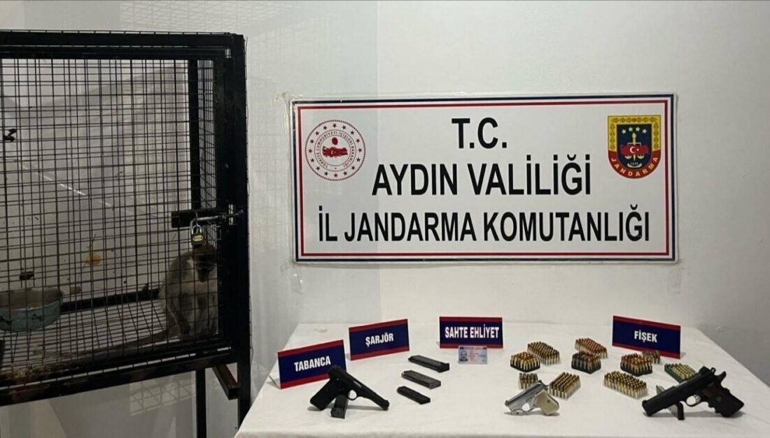 Kuşadası ilçesinde Jandarma ekipleri tarafından gerçekleştirilen bir operasyonda ruhsatsız tabancalar,