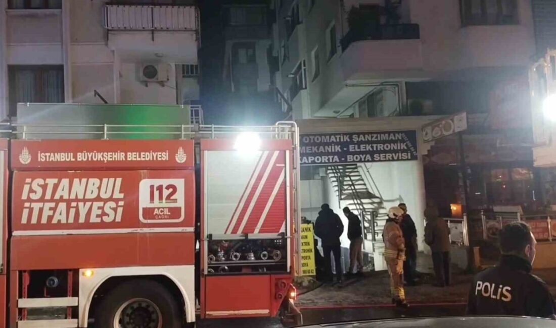 Maltepe ilçesinde gece saatlerinde bir oto tamirhanesinde çıkan yangın korku