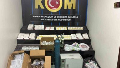 Adana’da bir evde gerçekleştirilen operasyonda 8 bin 180 adet tıbbi