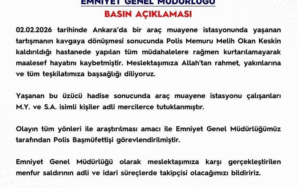 Ankara’da bir araç muayene istasyonunda meydana gelen kavgada polis memuru