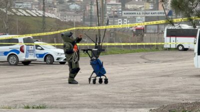 Valiz, Karabük’te bulunan açık otoparkta, bomba imha ekipleri tarafından kontrollü