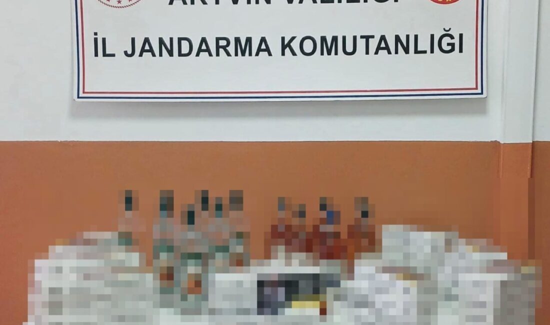 Şavşat’ta jandarma ekipleri tarafından gerçekleştirilen kontrolde bir araçta kaçak sigara