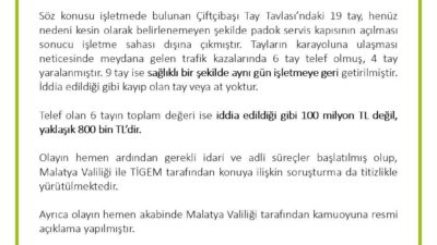 TİGEM, ‘değeri 100 milyon lira olan yarış atları kayıp’ iddialarına