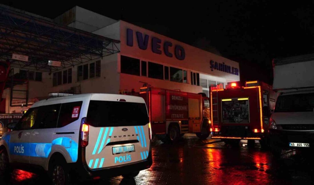 Pamukkale ilçesinde bulunan Iveco yetkili servisinin deposunda çıkan yangın, itfaiye