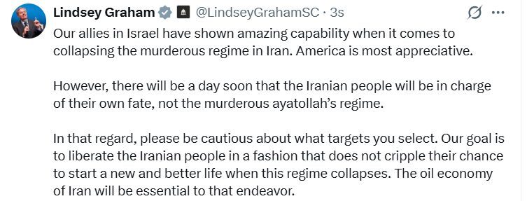 ABD’li Cumhuriyetçi Senatör Lindsey Graham, İsrail’in İran’ın petrol tesislerine düzenlediği