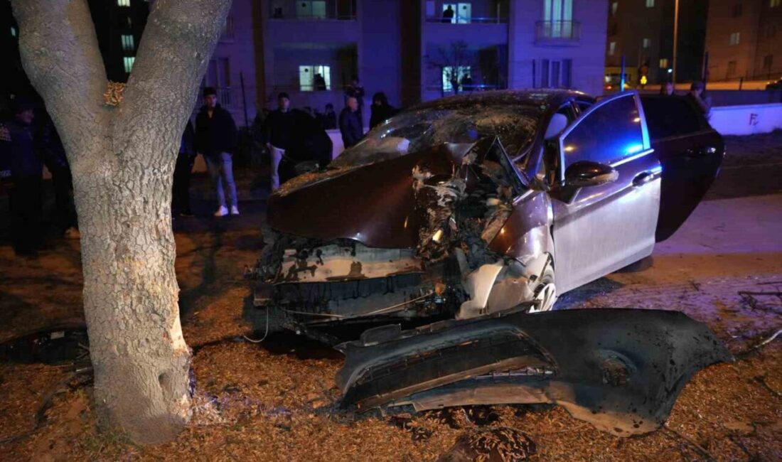 Kırıkkale’de yaşanan trafik kazasında, kontrolü kaybedilen bir otomobilin ağaca çarpması