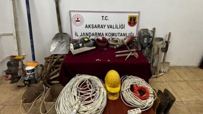 Aksaray ilinde, define aramak amacıyla kaçak kazı yapan 2 kişi,
