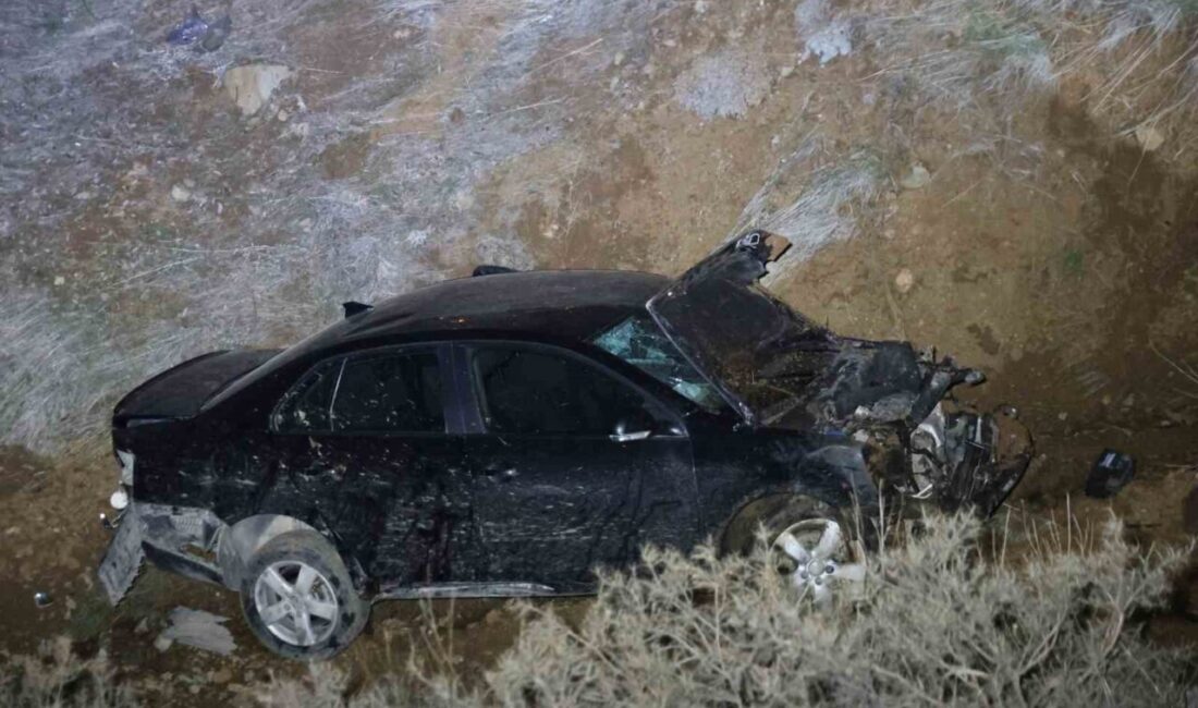 Elazığ’da bir otomobil, sürücüsünün kontrolünü kaybetmesi sonucu şarampole uçtu ve