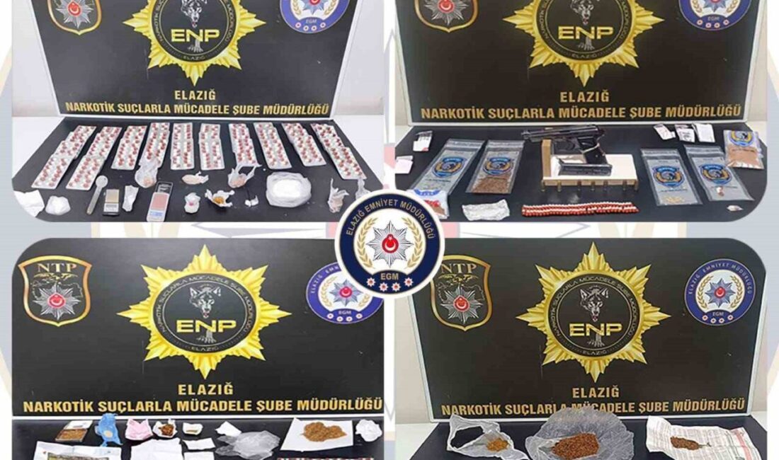 Elazığ’da polis ekipleri tarafından gerçekleştirilen operasyonda, uyuşturucu ticareti yaptıkları şüphesiyle