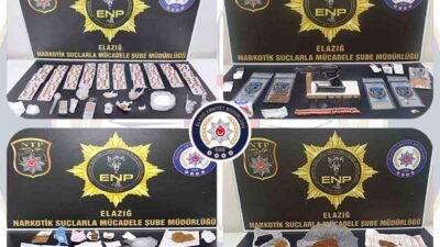 Elazığ’da polis ekipleri tarafından gerçekleştirilen operasyonda, uyuşturucu ticareti yaptıkları şüphesiyle