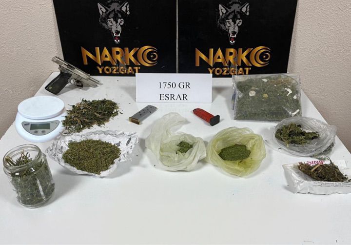 Yozgat’ta narkotik ekipleri tarafından düzenlenen operasyonda uyuşturucu madde, silah ve