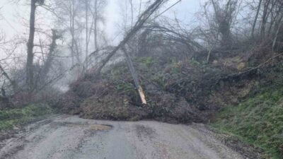 Kastamonu’nun Cide ilçesinde meydana gelen bir heyelan nedeniyle köy yolu