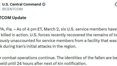 ABD Merkez Komutanlığı (CENTCOM), İran’a karşı başlatılan operasyon sırasında hayatını