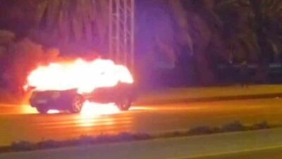 Kartal sahil yolu üzerinde seyir halindeki bir araçta yangın çıktı