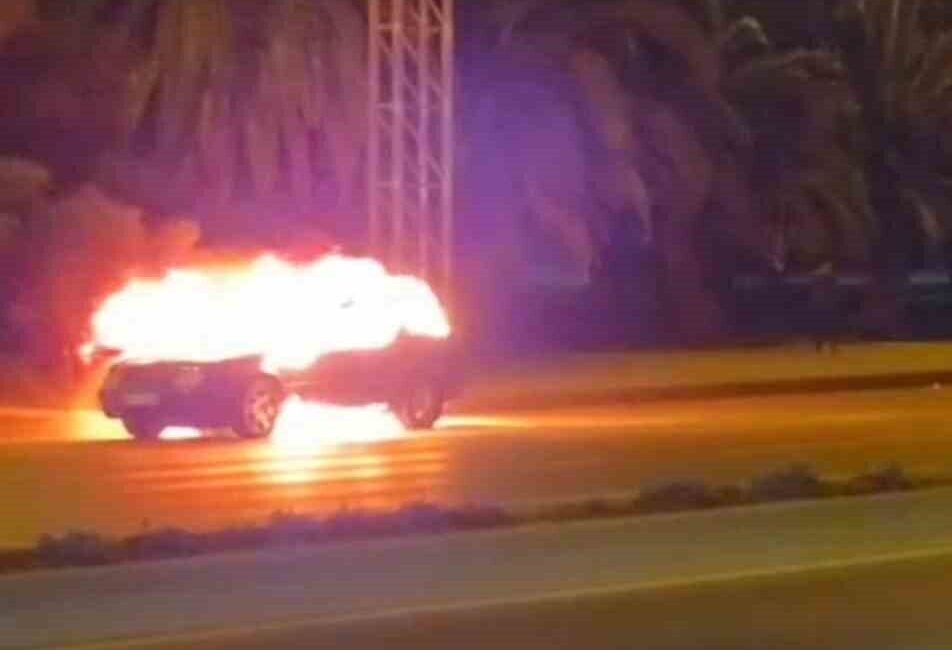 Kartal sahil yolu üzerinde seyir halindeki bir araçta yangın çıktı