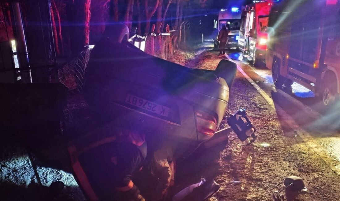 Keşan ilçesinde meydana gelen trafik kazasında otomobilin kontrolden çıkması sonucu