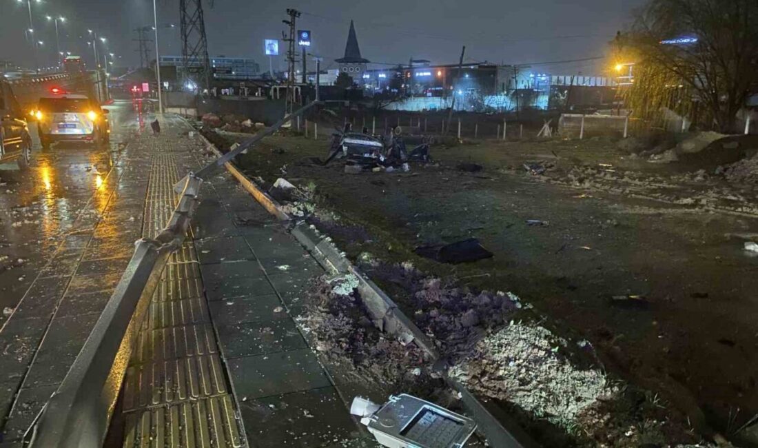 Ankara’nın Yenimahalle ilçesinde bir otomobil sürücüsü, önce yol ayrımındaki bariyere,