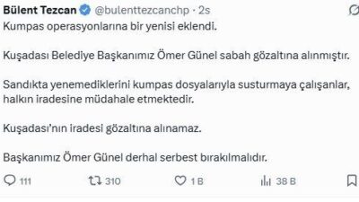 Kuşadası Belediye Başkanı Ömer Günel, bu sabah yasa dışı bir