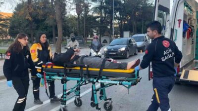 Samsun’un İlkadım ilçesinde meydana gelen trafik kazasında bir motosikletin yayaya
