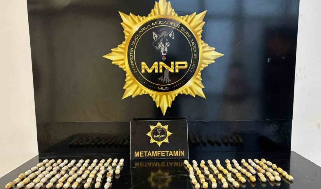 Muş ilinde yapılan bir uygulama sırasında durdurulan bir yolcu otobüsünde