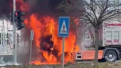 Samsun’un Terme ilçesinde seyir halindeki bir tırın çekici kısmında meydana