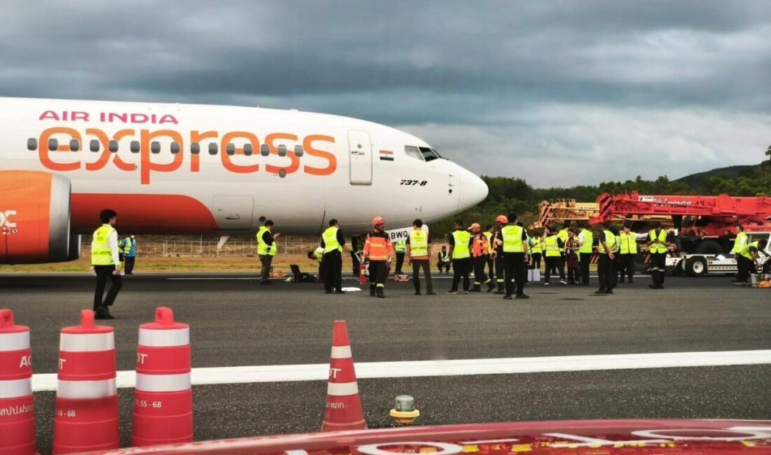 Tayland’ın Phuket Uluslararası Havalimanı’nda Hindistan’dan gelen bir yolcu uçağının sert