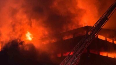 Trabzon’da yer alan bir fındık fabrikasında çıkan yangın hızla büyüyerek