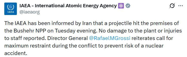 Uluslararası Atom Enerjisi Ajansı, İran hükümetinin Buşehr Nükleer Santrali yerleşkesine