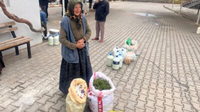 Yerköy’de kurulan köylü pazarının tanınan isimlerinden 77 yaşındaki Fatma Öztel,