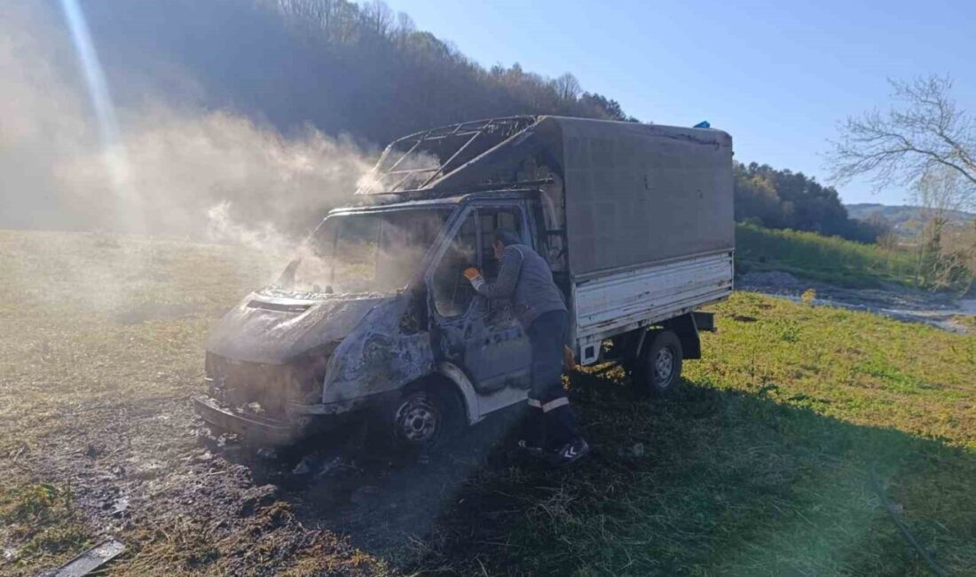 Zonguldak’ın Alaplı ilçesinde seyir halindeki bir kamyonetin motor bölümünde çıkan