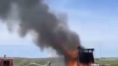 Şabanözü ilçesinde meydana gelen olayda bir tır, bilinmeyen bir sebepten