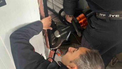 Antakya ilçesine bağlı Kuzeytepe Mahallesi’nde bir kuş, profil demirlerinin arasına