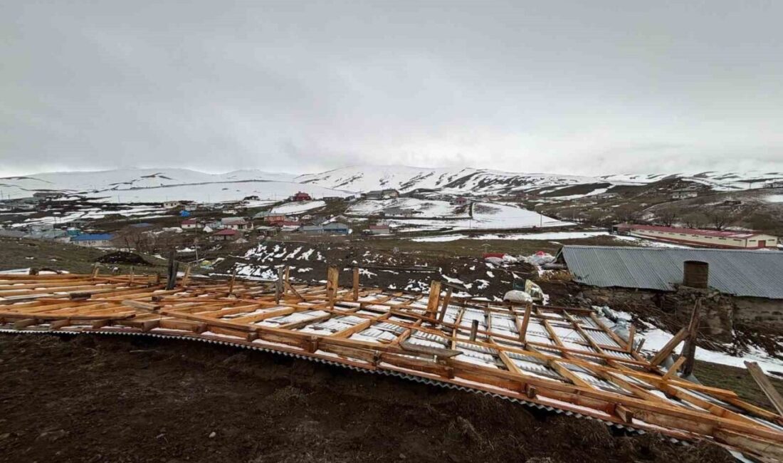 Ardahan ilinde şiddetli rüzgarın etkisiyle üç binanın çatısı uçtu. Göle
