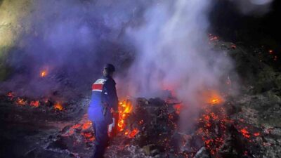 Bilecik’te, Selbükü köyü yakınlarında otluk alanda meydana gelen yangın, ekiplerin