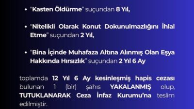 Bingöl’de polis ekipleri tarafından gerçekleştirilen operasyonda, 12 yıl 6 ay