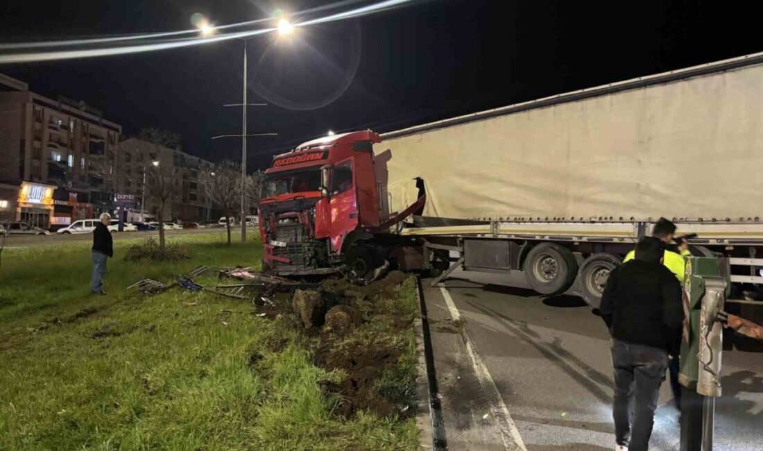 Bingöl’de meydana gelen kazada bir tırın, otomobile çarpmamak için refüje