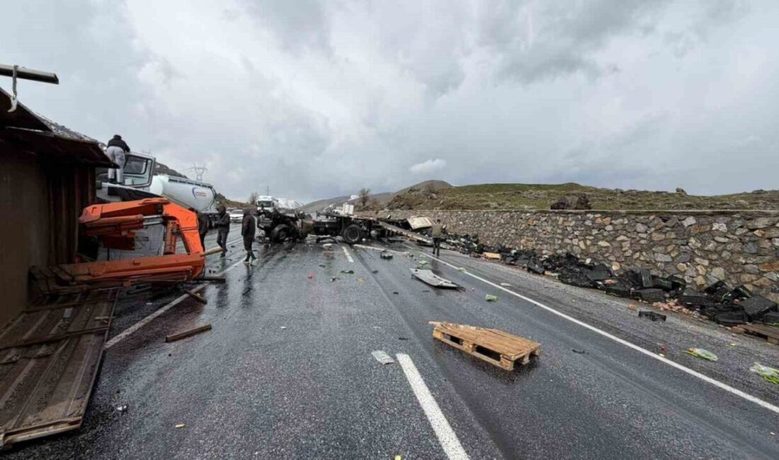 Bitlis-Van karayolunda, Karayolları iş makinesi ile sebze yüklü bir tırın