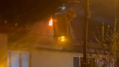 Bolu’da Aşağısoku Mahallesi’nde bulunan 2 katlı bir evin bacasında çıkan