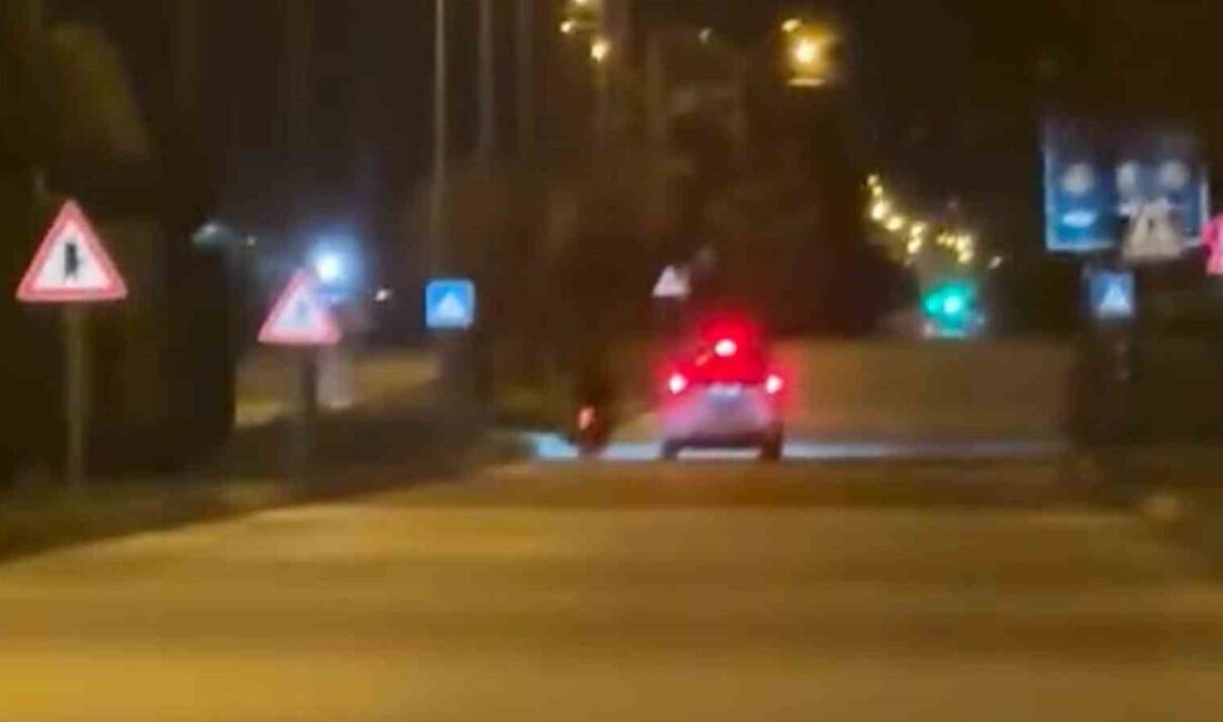 Bolu’da plakasız bir motosiklet sürücüsü, polis ekiplerinin ”dur” ihtarına uymayarak