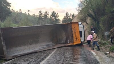 Çameli ilçesinde, yağış nedeniyle kayganlaşan yolda meydana gelen trafik kazasında