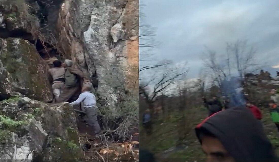Hakkari’nin Derecik ilçesinde pancar toplamak için gittiği dağda mahsur kalan