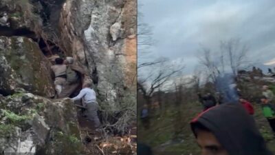 Hakkari’nin Derecik ilçesinde pancar toplamak için gittiği dağda mahsur kalan