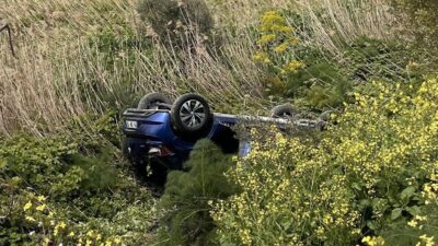 Erdek-Bandırma karayolunun Tatlısu mevkiinde meydana gelen tek taraflı trafik kazasında