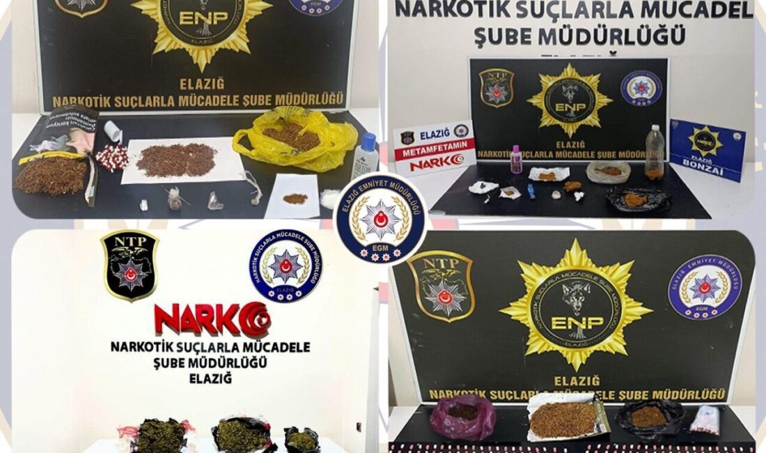 Elazığ’da polis ekipleri, son bir ay içerisinde uyuşturucuyla mücadele kapsamında